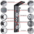 Modern black & chrome led shower panel bathroom massage system