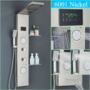 Modern chrome led shower panel with rainfall head for bathroom