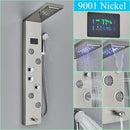 Modern chrome led shower panel with rainfall head for bathroom