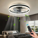Modern black & white circular ceiling fan light bedroom decor