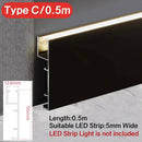 Modern black aluminum led skirting profile living room recessed light