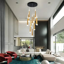 DecorBites™ LED Spiral Chandelier Black Chrome Gold Pendant Light Modern Stairwell Lighting