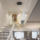 DecorBites™ LED Spiral Chandelier Black Chrome Gold Pendant Light Modern Stairwell Lighting