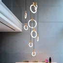 Modern minimalist ring led stair chandelier bedroom pendant light