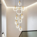 Modern nordic wood led stair chandelier living room pendant light