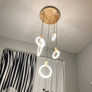 Modern nordic wood led stair chandelier living room pendant light