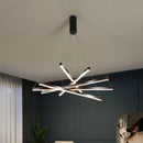 Modern black & gold led stair chandelier stairwell geometric light