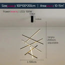 Modern black & gold led stair chandelier stairwell geometric light