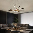 Modern black & gold led stair chandelier stairwell geometric light