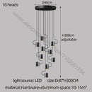 Modern black led staircase chandelier for villa living room decor