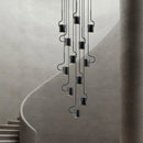 Modern black led staircase chandelier for villa living room decor