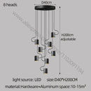 Modern black led staircase chandelier for villa living room decor