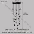Modern black led staircase chandelier for villa living room decor