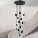 Modern black led staircase chandelier for villa living room decor