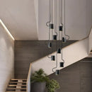 Modern black led staircase chandelier for villa living room decor