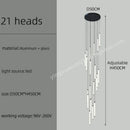 Modern minimalist black led staircase chandelier hallway light