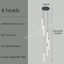 Modern minimalist black led staircase chandelier hallway light