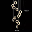 Modern gold and green crystal led staircase chandeliers living room