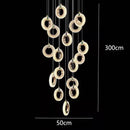Modern gold and green crystal led staircase chandeliers living room