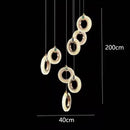 Modern gold and green crystal led staircase chandeliers living room