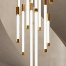 Modern white and gold led staircase chandeliers for living room