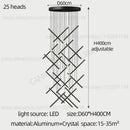 Modern black led staircase pendant chandelier dining room light