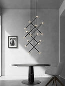 Modern black led staircase pendant chandelier dining room light