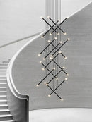 Modern black led staircase pendant chandelier dining room light