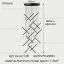 Modern black led staircase pendant chandelier dining room light