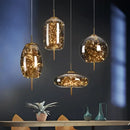 Luxury golden glass led starry sky pendant lights for living room