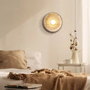 Modern concrete led stone wall lamp bedroom brass pull chain