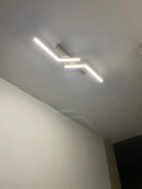 Modern black & white led strip ceiling lights corridor minimalist