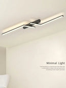 Modern black & white led strip ceiling lights corridor minimalist