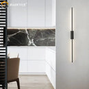 Modern minimalist black & gold led strip copper wall lamp bedroom