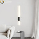 Modern minimalist black & gold led strip copper wall lamp bedroom