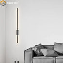 Modern minimalist black & gold led strip copper wall lamp bedroom