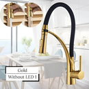 Modern stainless steel led swivel kitchen faucet with pull down hose
