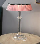Modern crystal led table lamp with pleated shade for bedroom