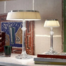 Modern crystal led table lamp with pleated shade for bedroom