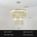 Modern gold led tassel chandelier pendant light for living room