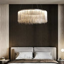 Modern gold led tassel chandelier pendant light for living room