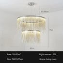 Modern gold led tassel chandelier pendant light for living room