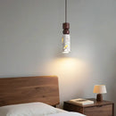 Minimalist white terrazzo and wood led pendant lamp kitchen light