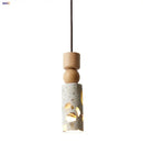 Minimalist white terrazzo and wood led pendant lamp kitchen light