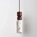 Minimalist white terrazzo and wood led pendant lamp kitchen light