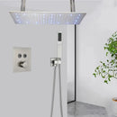 Matte black led thermostatic rainfall shower system with tub spout