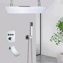 Matte black led thermostatic rainfall shower system with tub spout