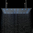 Matte black led thermostatic rainfall shower system with tub spout