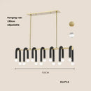 Modern black & brass led tube chandelier living room pendant light