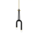 Modern black & brass led tube chandelier living room pendant light